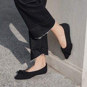 VIVAIA Black Knit Bow Ballet Flats — Comfortable Everyday Slip-Ons 40